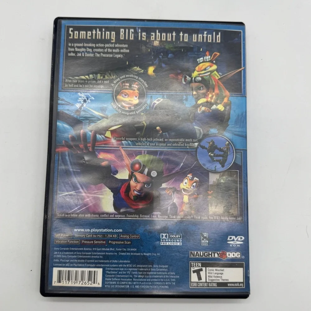 Jak II Sony‎ PlayStation 2 PS2 Black Label Naughty Dog Action Adventure Game
